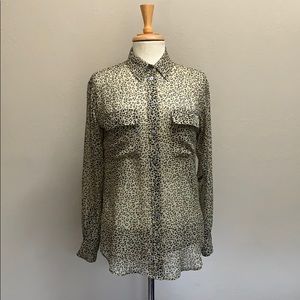 Sheer 100% silk  leopard print sexy women’s shirt